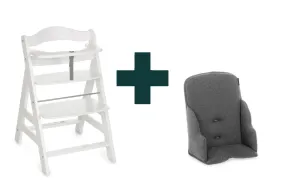 Alpha  Highchair with Cosy Select Seat - White/Jersey Charcoal