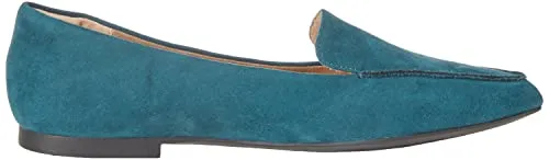 Amazon Essentials Women's Loafer Flat, Navy Microsuede, 14 Wide
