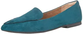 Amazon Essentials Women's Loafer Flat, Navy Microsuede, 14 Wide