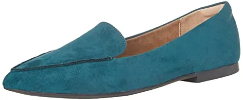 Amazon Essentials Women's Loafer Flat, Navy Microsuede, 14 Wide