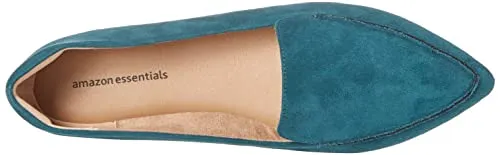 Amazon Essentials Women's Loafer Flat, Navy Microsuede, 14 Wide