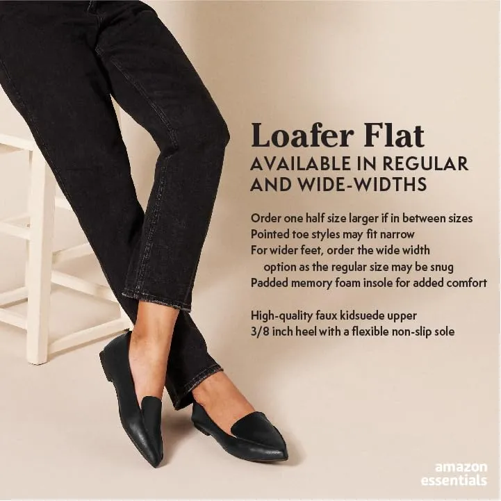 Amazon Essentials Women's Loafer Flat, Navy Microsuede, 14 Wide