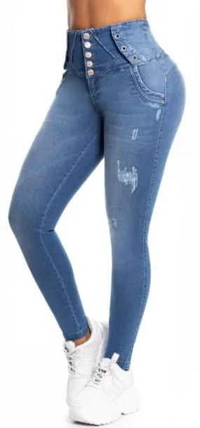 Amber Push Up Jeans - High Waisted - Blue