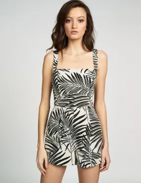 Annie Romper in Black/Ivory Palm