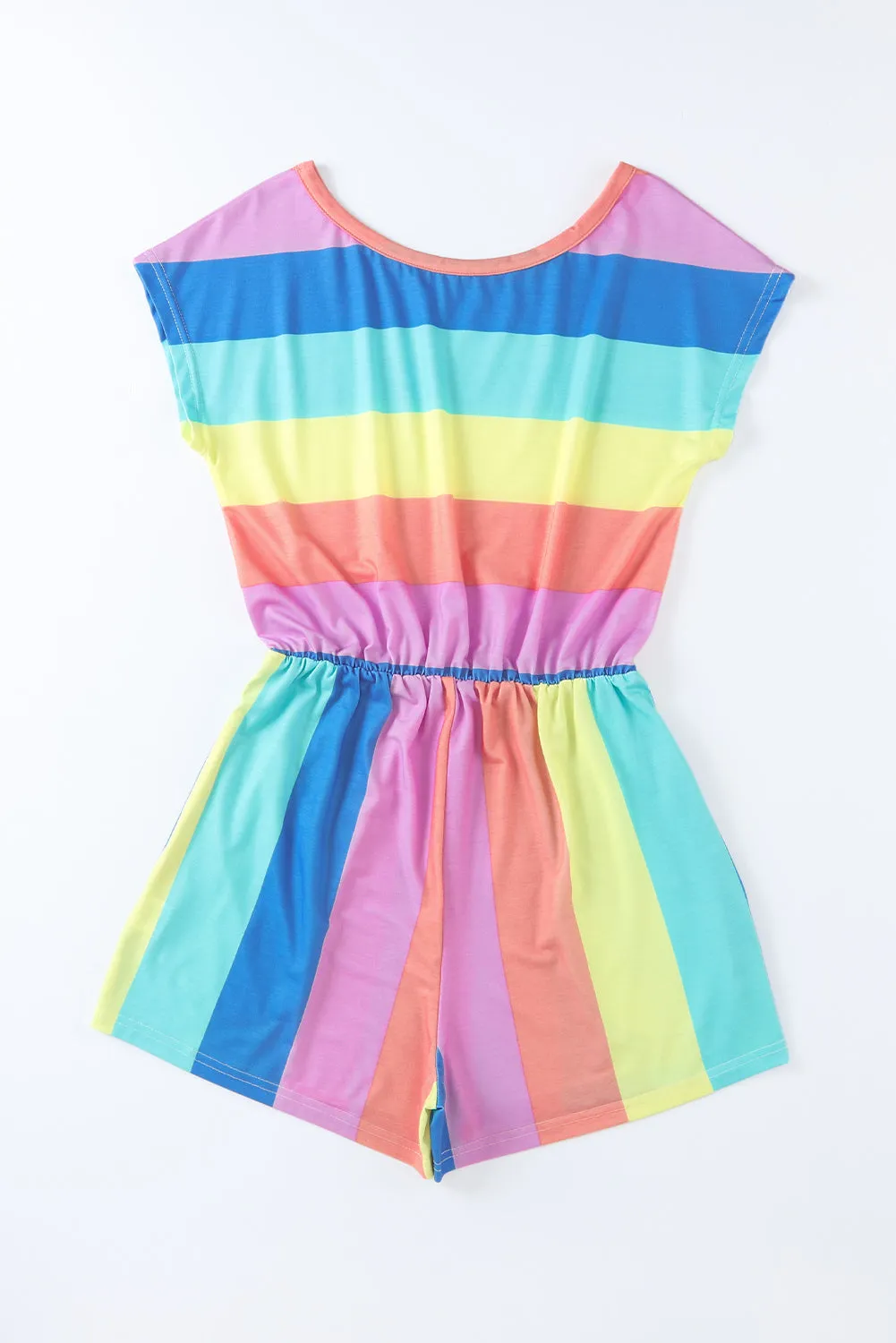 *APP EXCLUSIVE* Multicolored Stripe Round Neck Romper