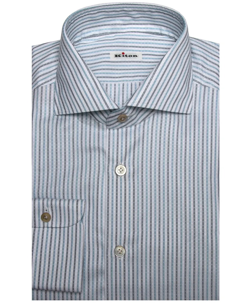 Aqua and Green Stripe Dress Shirt