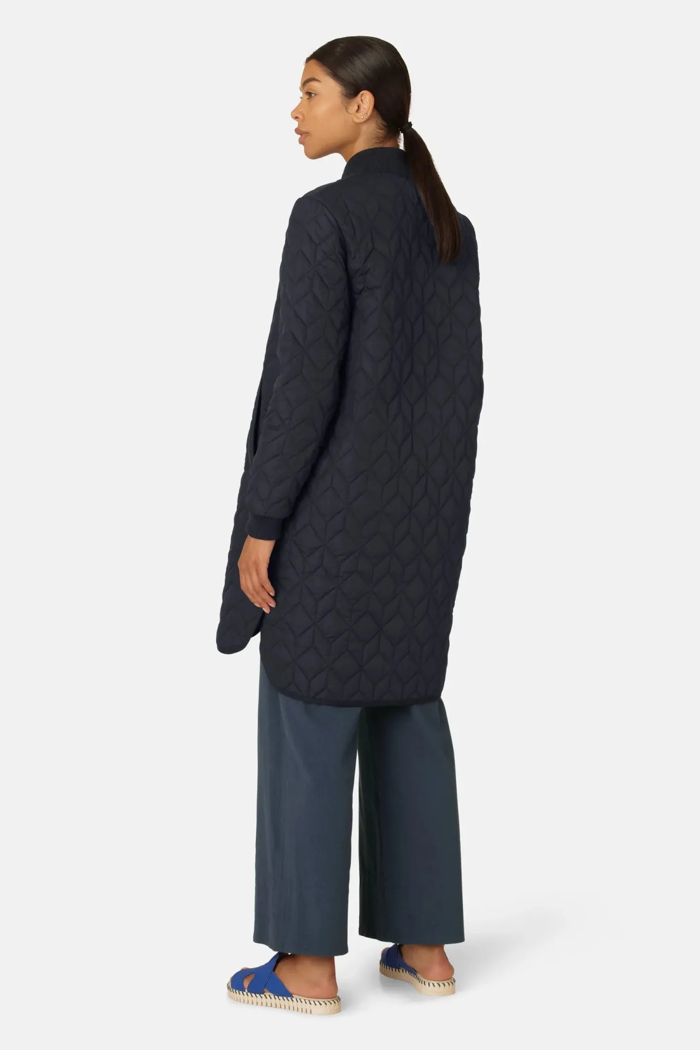 ART 06 Long Quilted Coat | Dark Indigo
