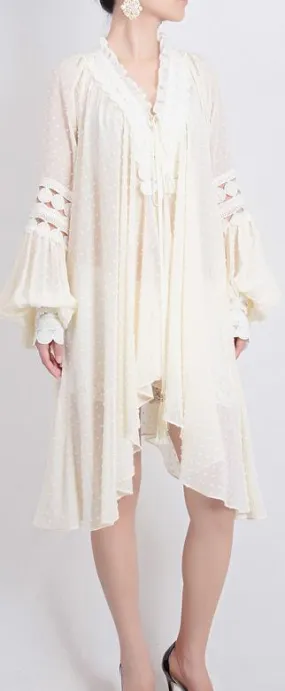 Asymmetrical Embroidered Ruffle Shirt-Dress
