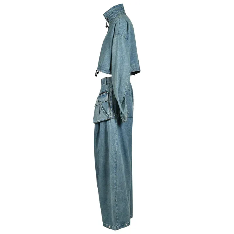 Ava Wide Leg Denim Pants Set