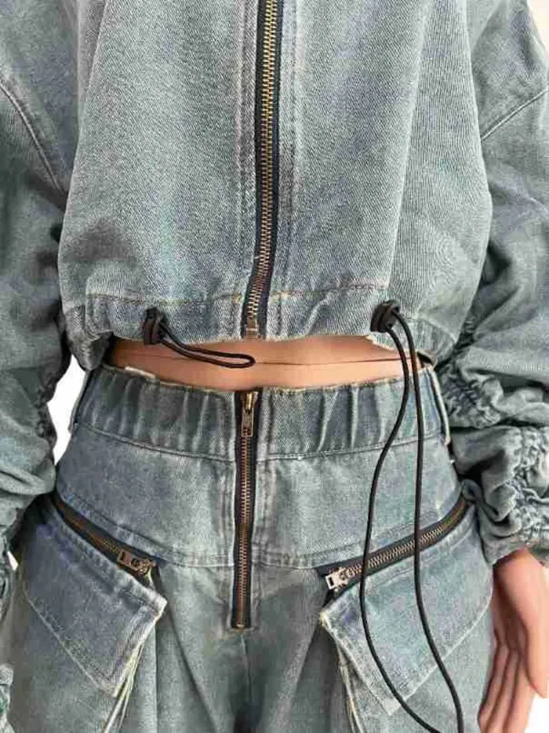 Ava Wide Leg Denim Pants Set