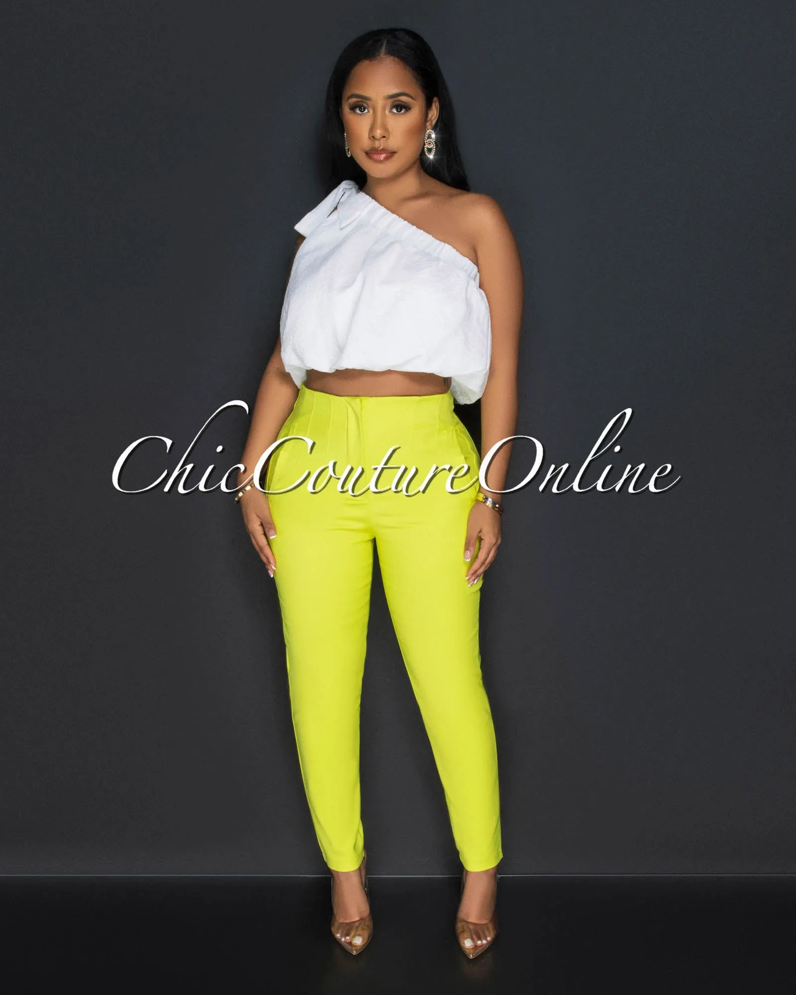 Avril Lime High Waist Trouser Pants
