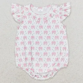 Baby Infant Girls Rompers Pink Elephant Flutter Sleeve Rompers SR1825