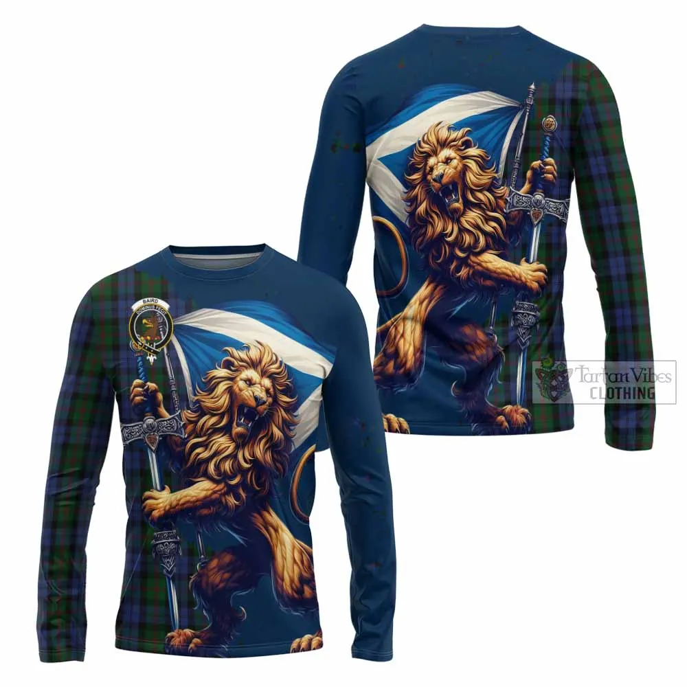 Baird Tartan Family Crest Long Sleeve T-Shirt with Scottish Majestic Lion