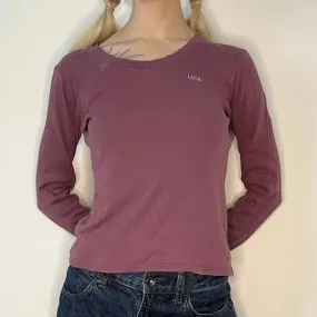 Benetton Long Sleeve T-Shirt - Small Purple Cotton