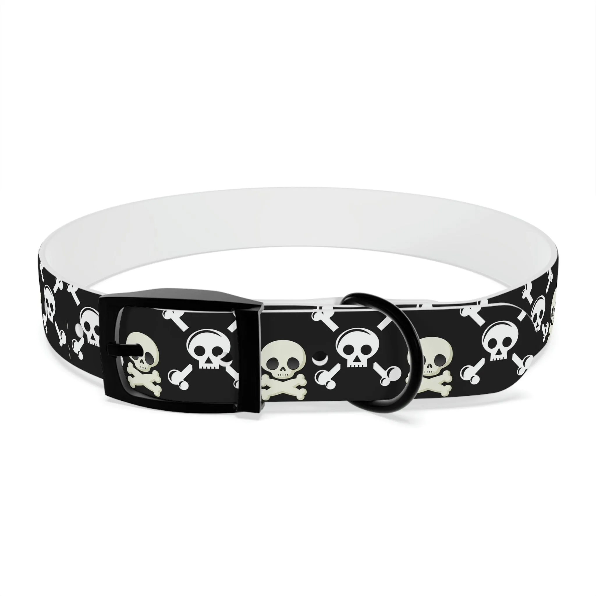 Black Skull & Crossbones Dog Collar 4 Buckle Colors