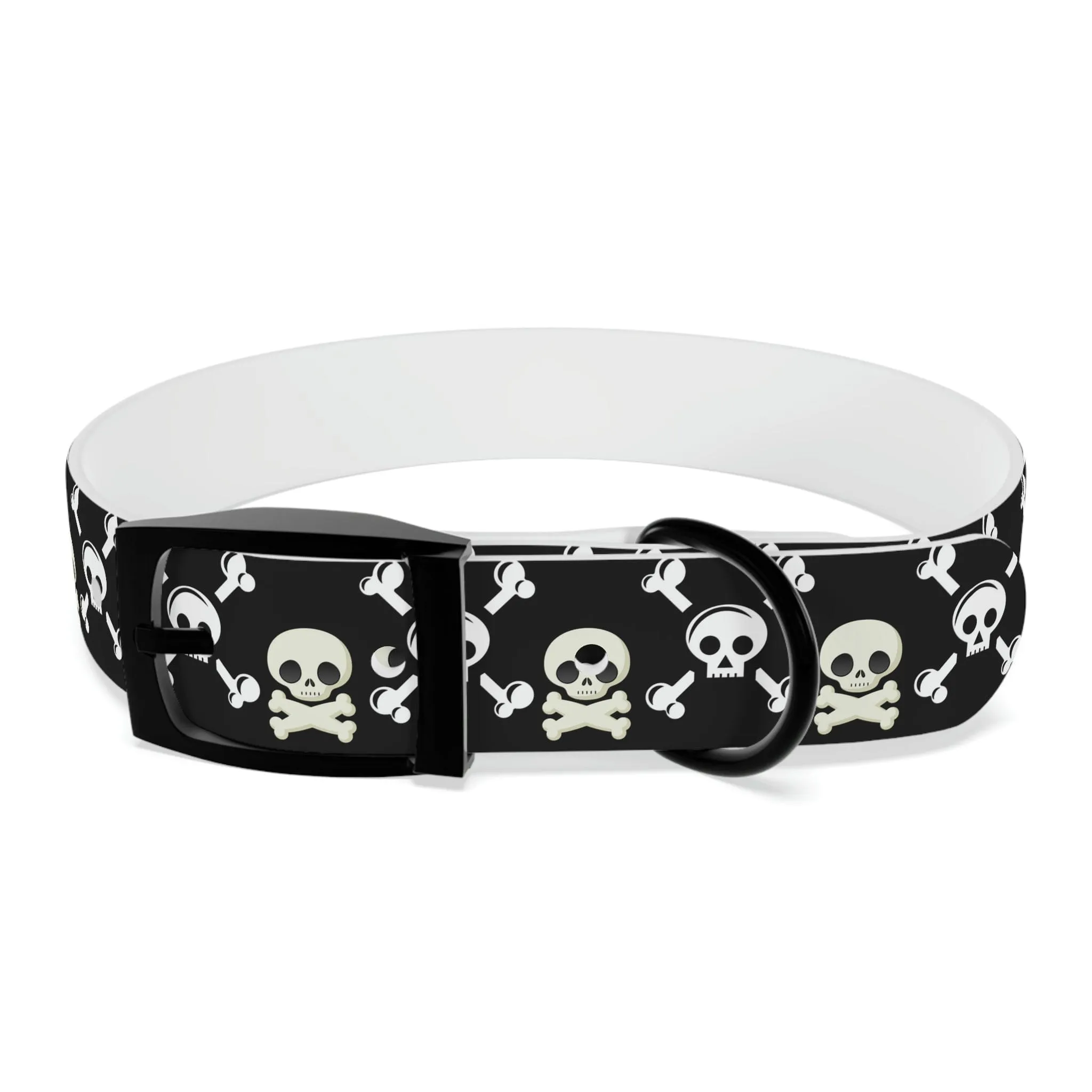 Black Skull & Crossbones Dog Collar 4 Buckle Colors