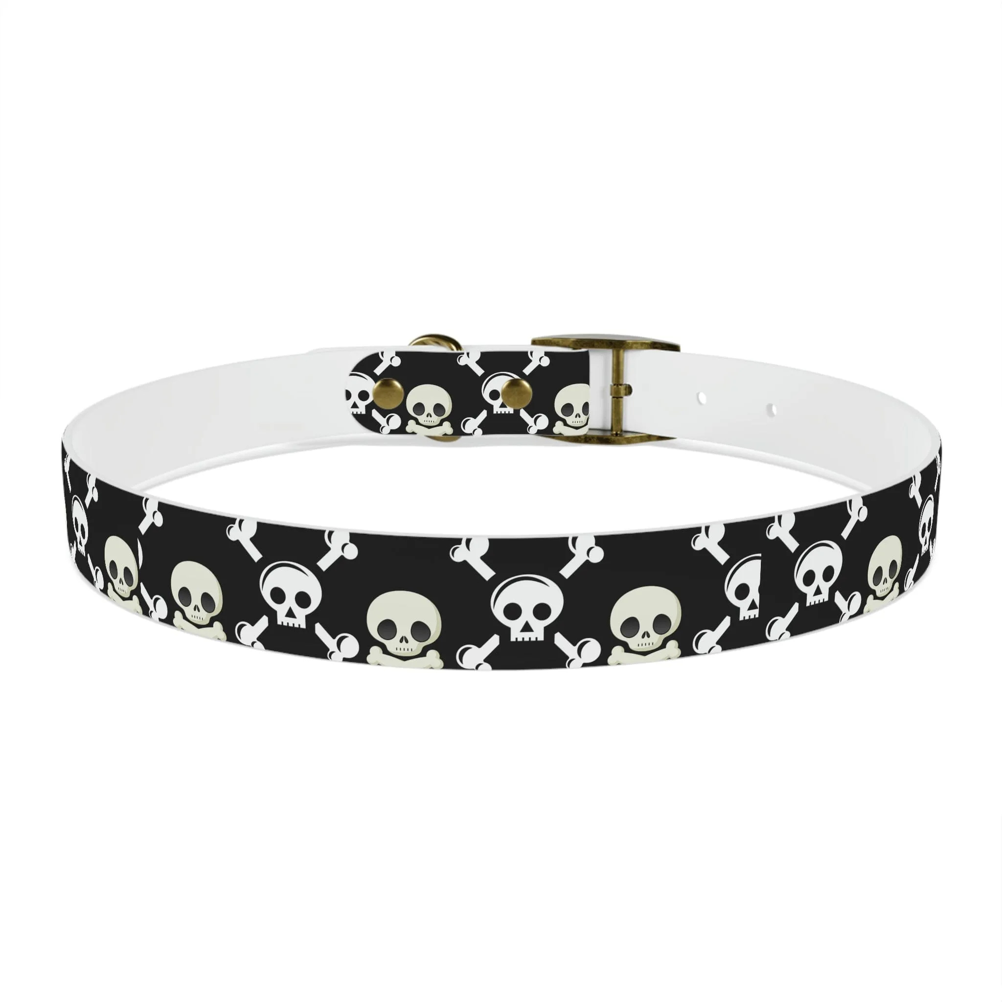 Black Skull & Crossbones Dog Collar 4 Buckle Colors