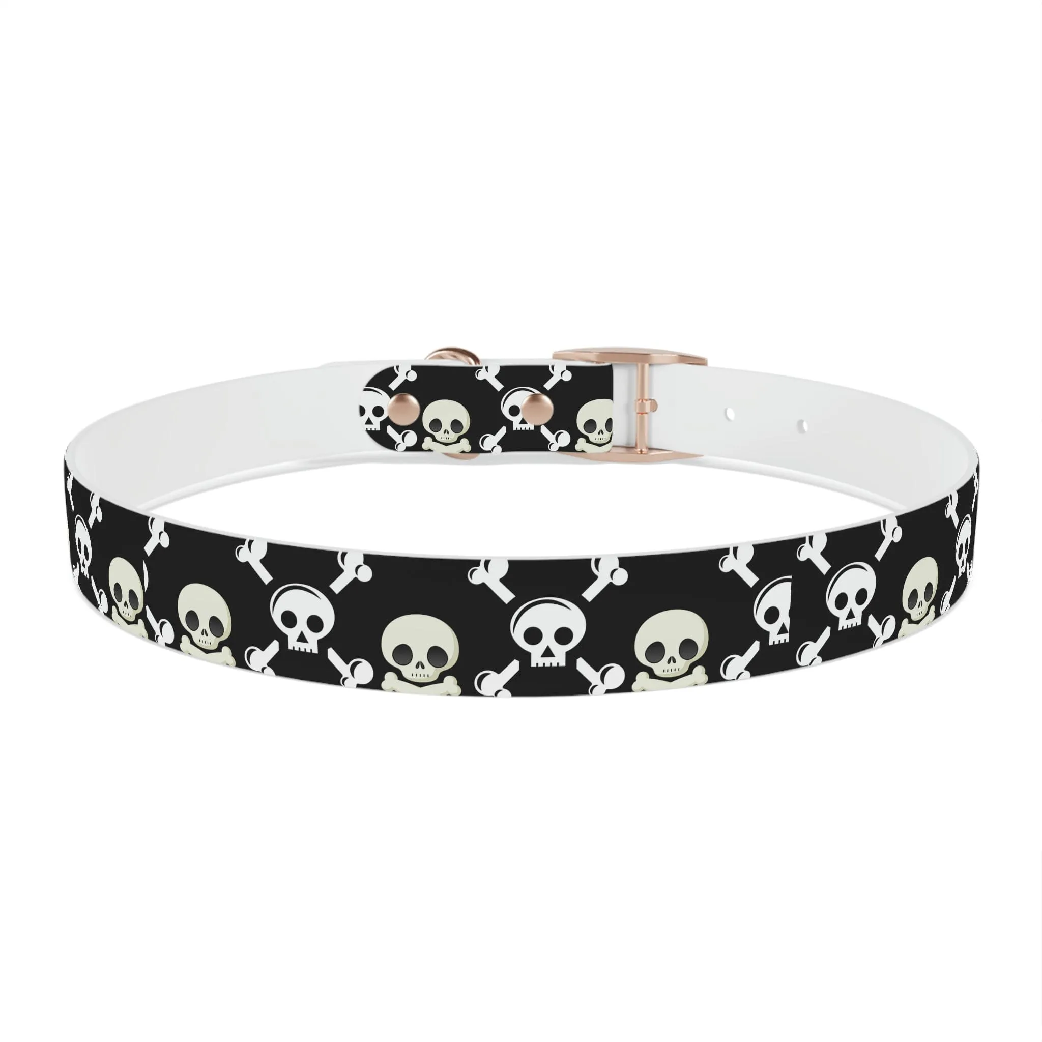 Black Skull & Crossbones Dog Collar 4 Buckle Colors