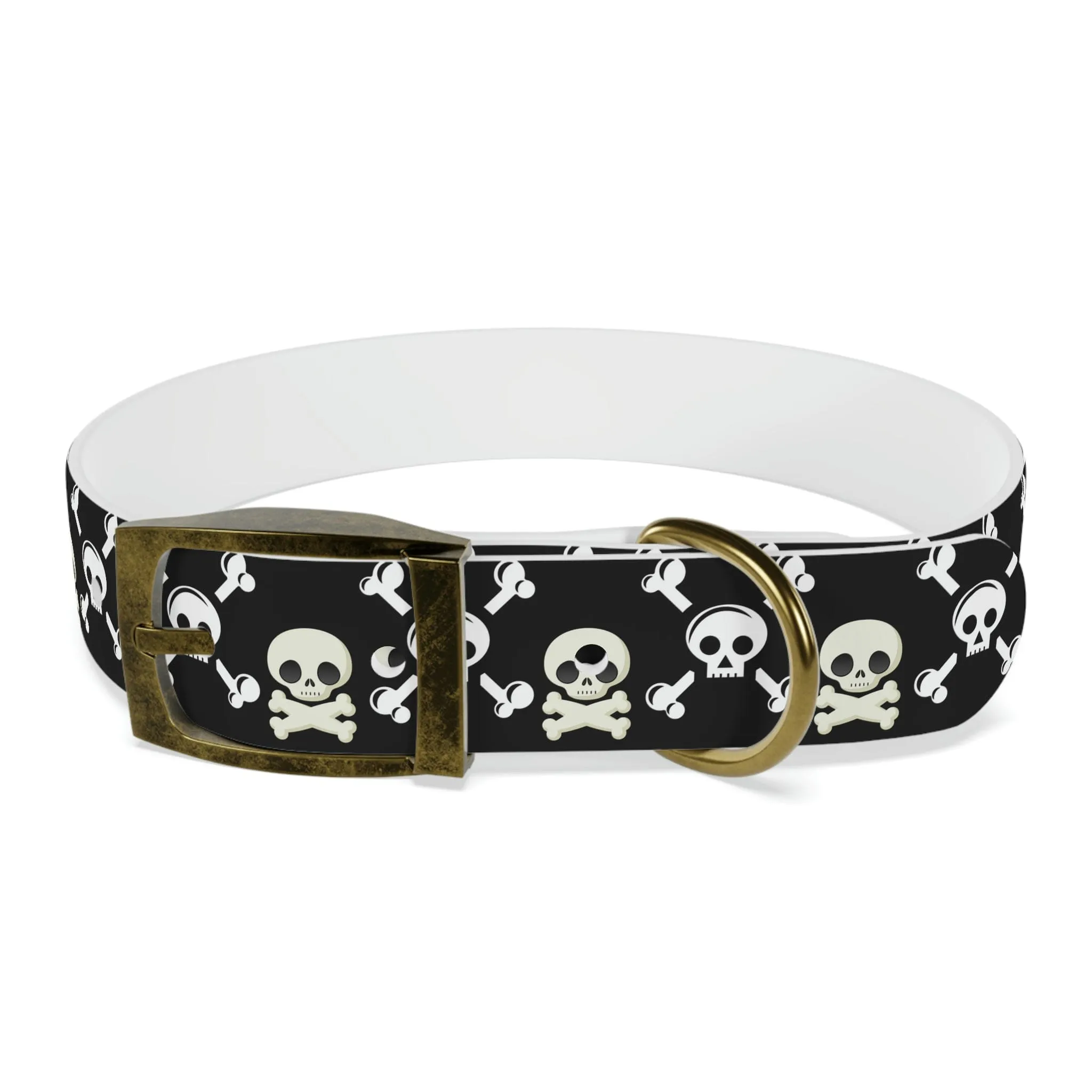 Black Skull & Crossbones Dog Collar 4 Buckle Colors
