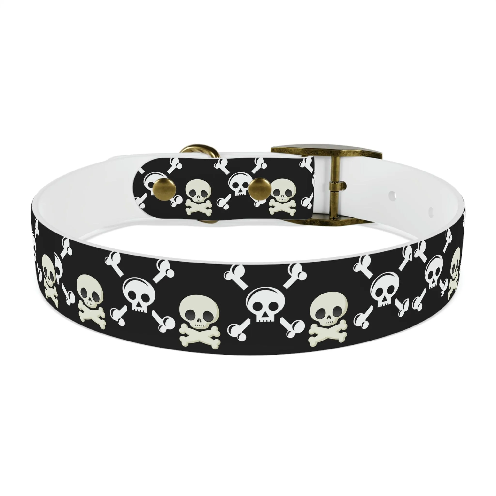 Black Skull & Crossbones Dog Collar 4 Buckle Colors