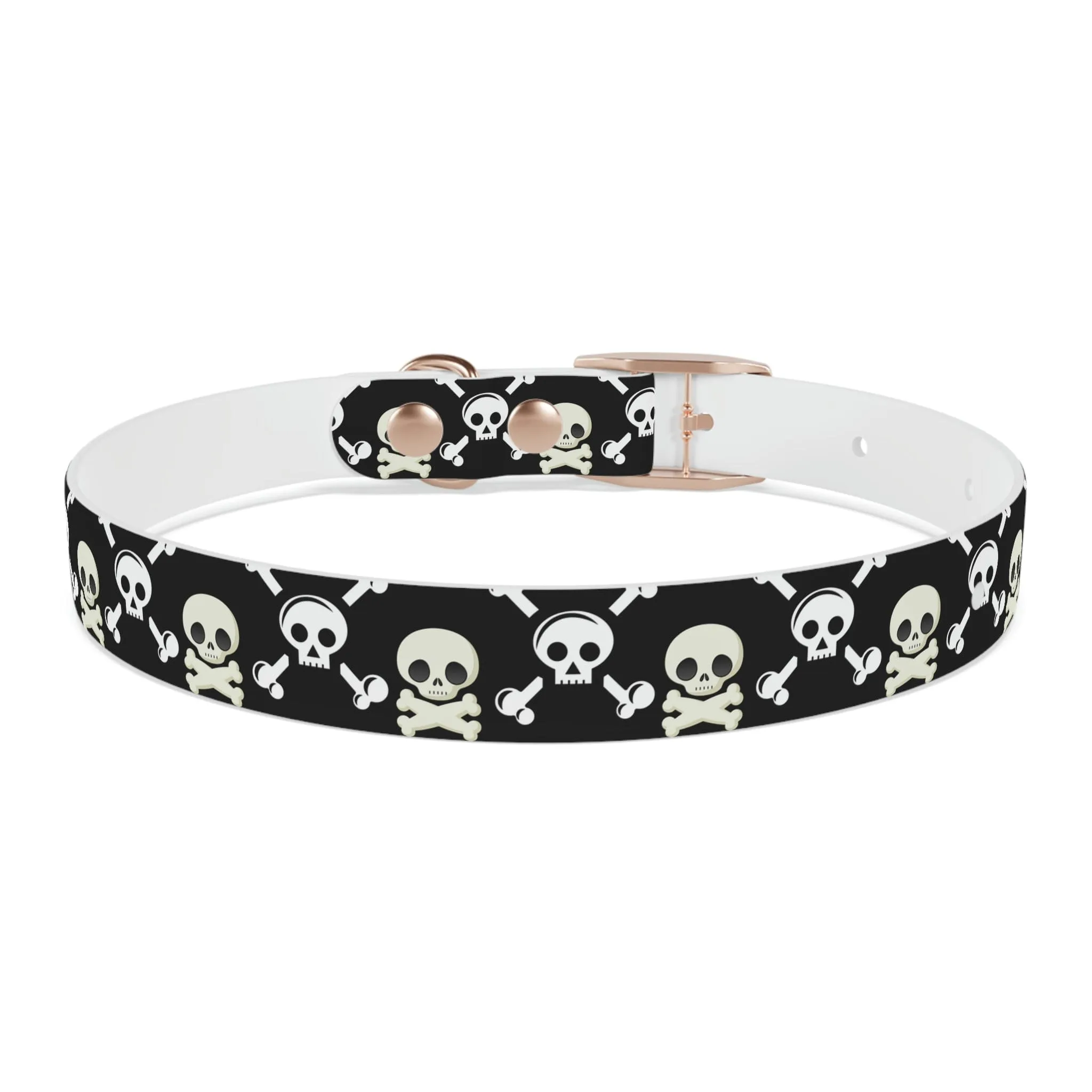 Black Skull & Crossbones Dog Collar 4 Buckle Colors