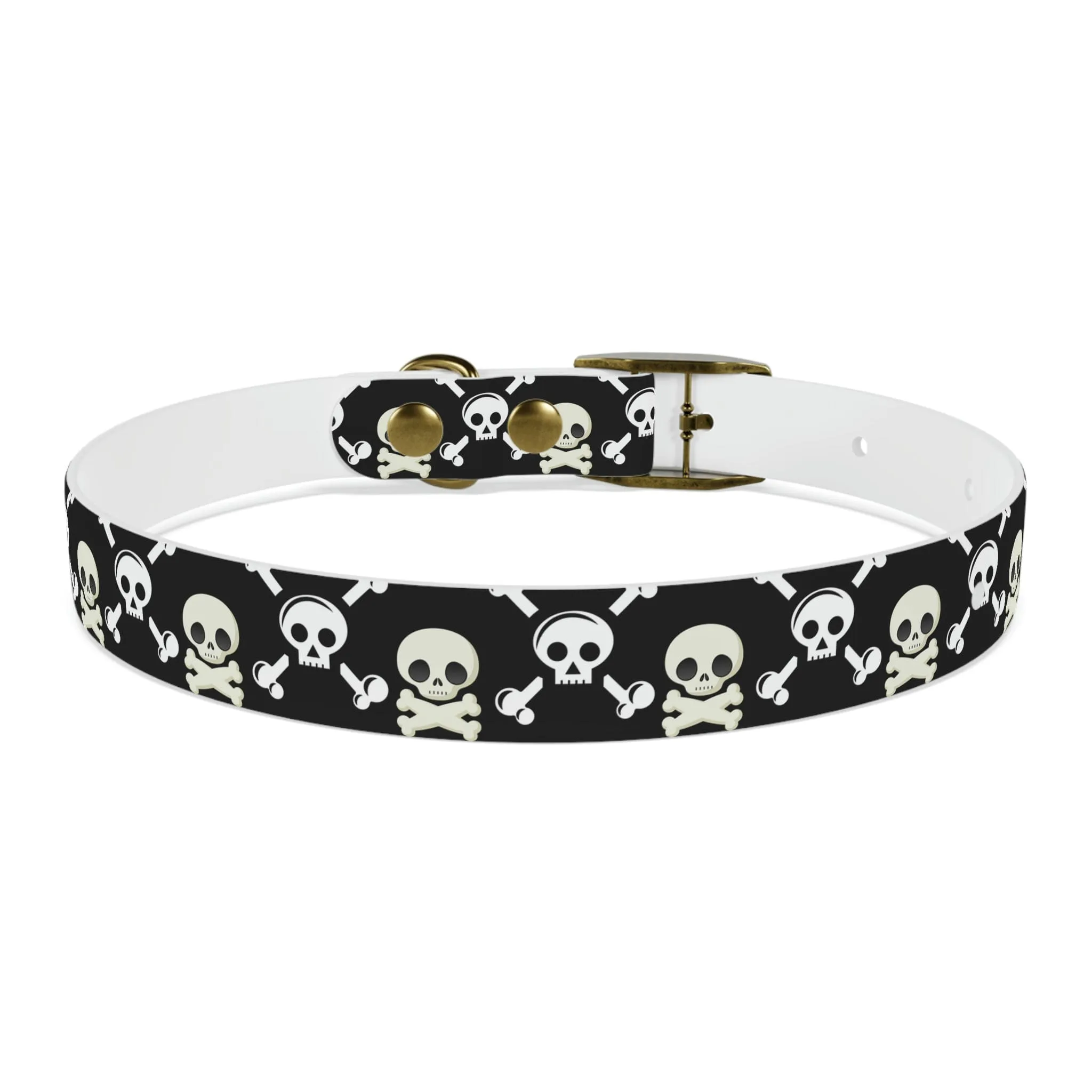 Black Skull & Crossbones Dog Collar 4 Buckle Colors