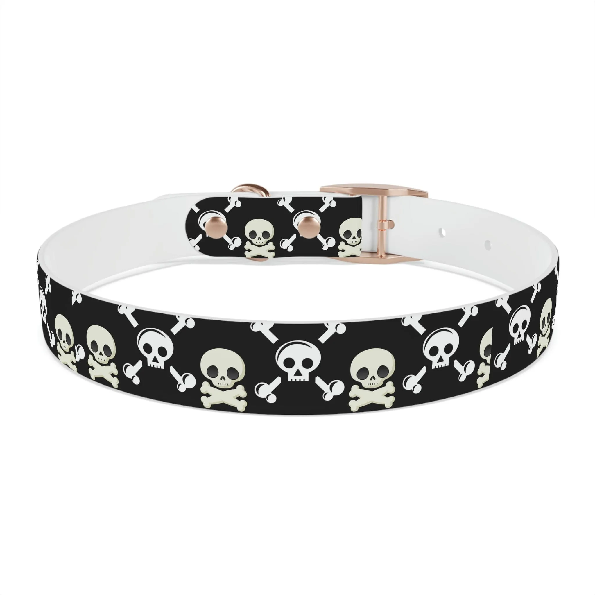 Black Skull & Crossbones Dog Collar 4 Buckle Colors