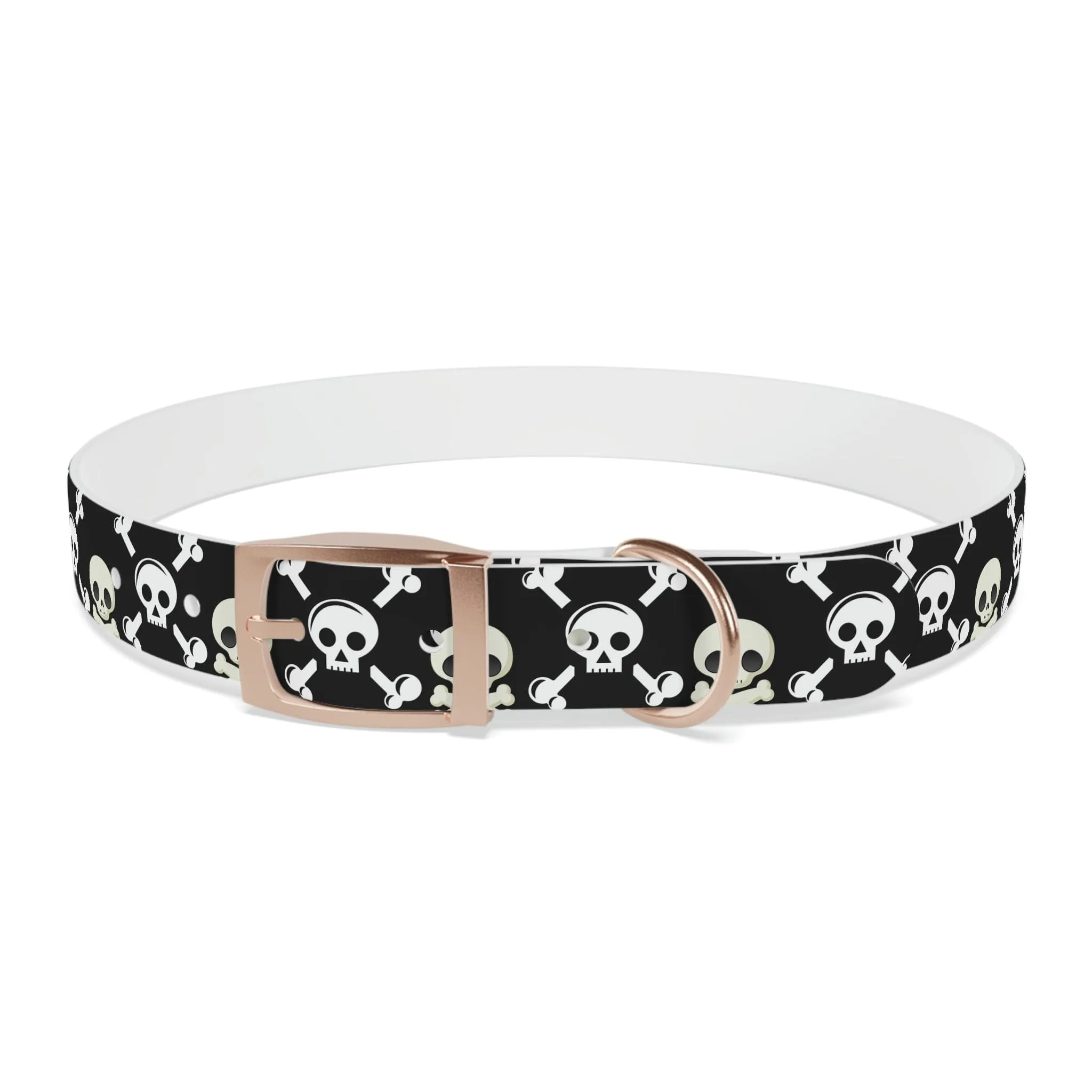 Black Skull & Crossbones Dog Collar 4 Buckle Colors