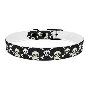 Black Skull & Crossbones Dog Collar 4 Buckle Colors