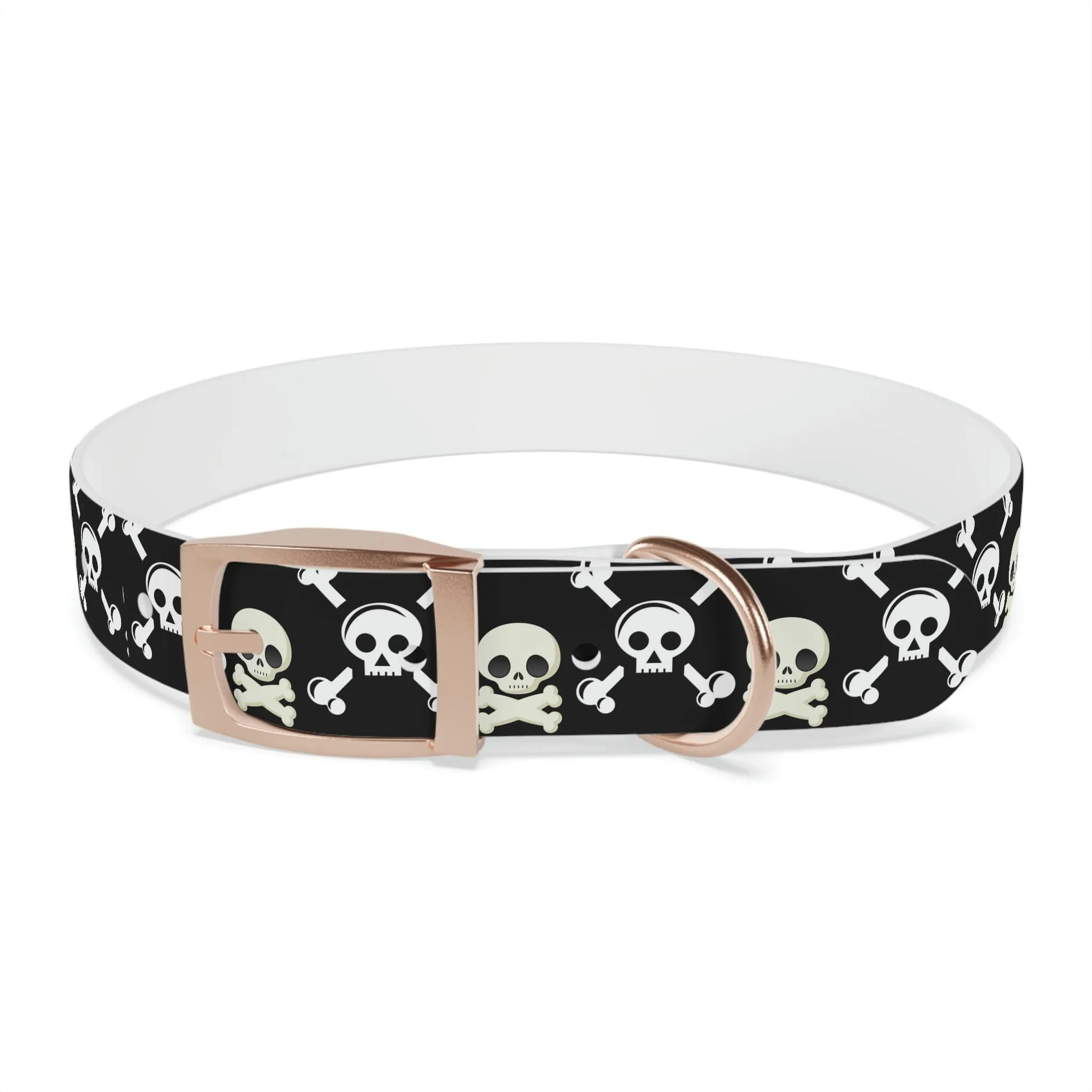 Black Skull & Crossbones Dog Collar 4 Buckle Colors