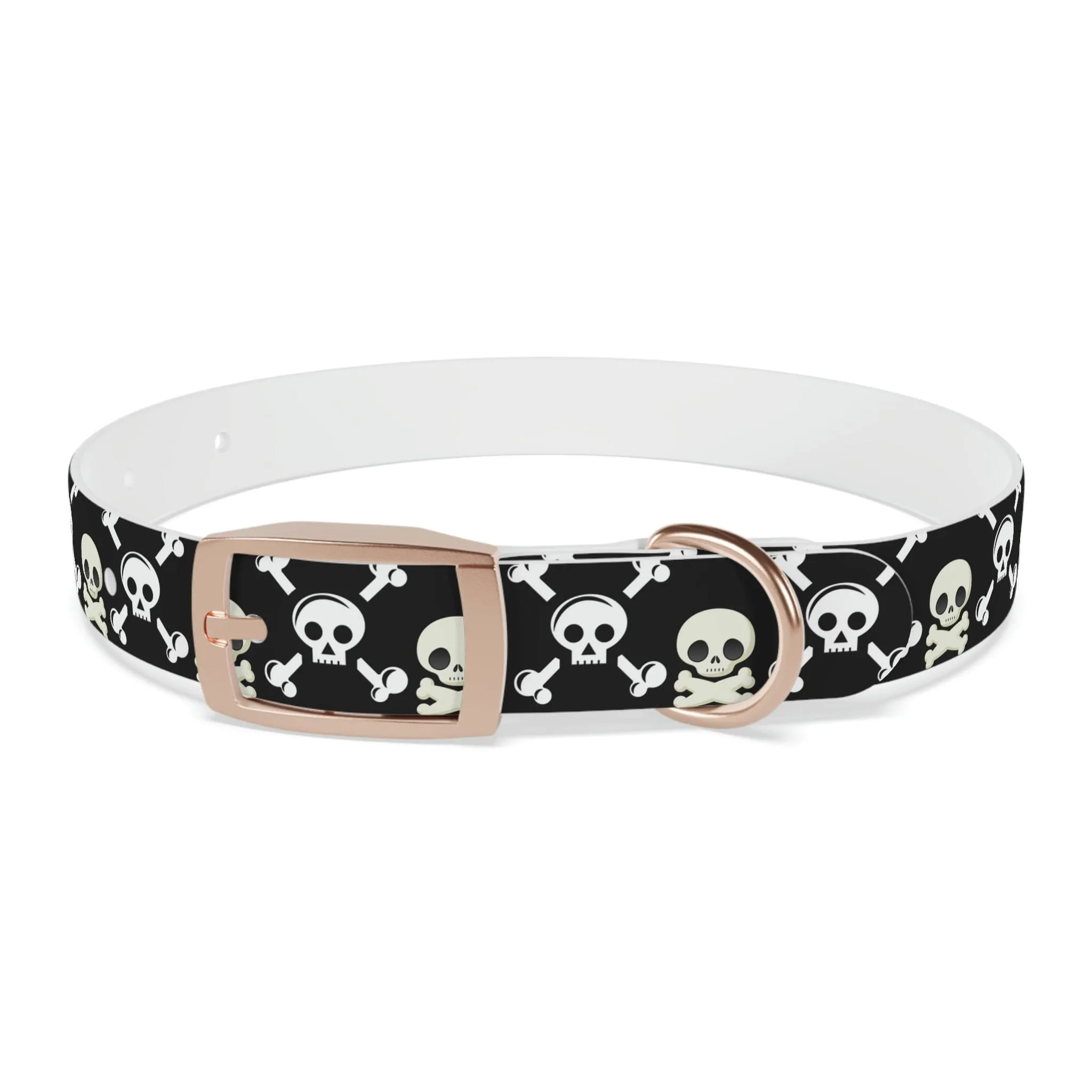 Black Skull & Crossbones Dog Collar 4 Buckle Colors