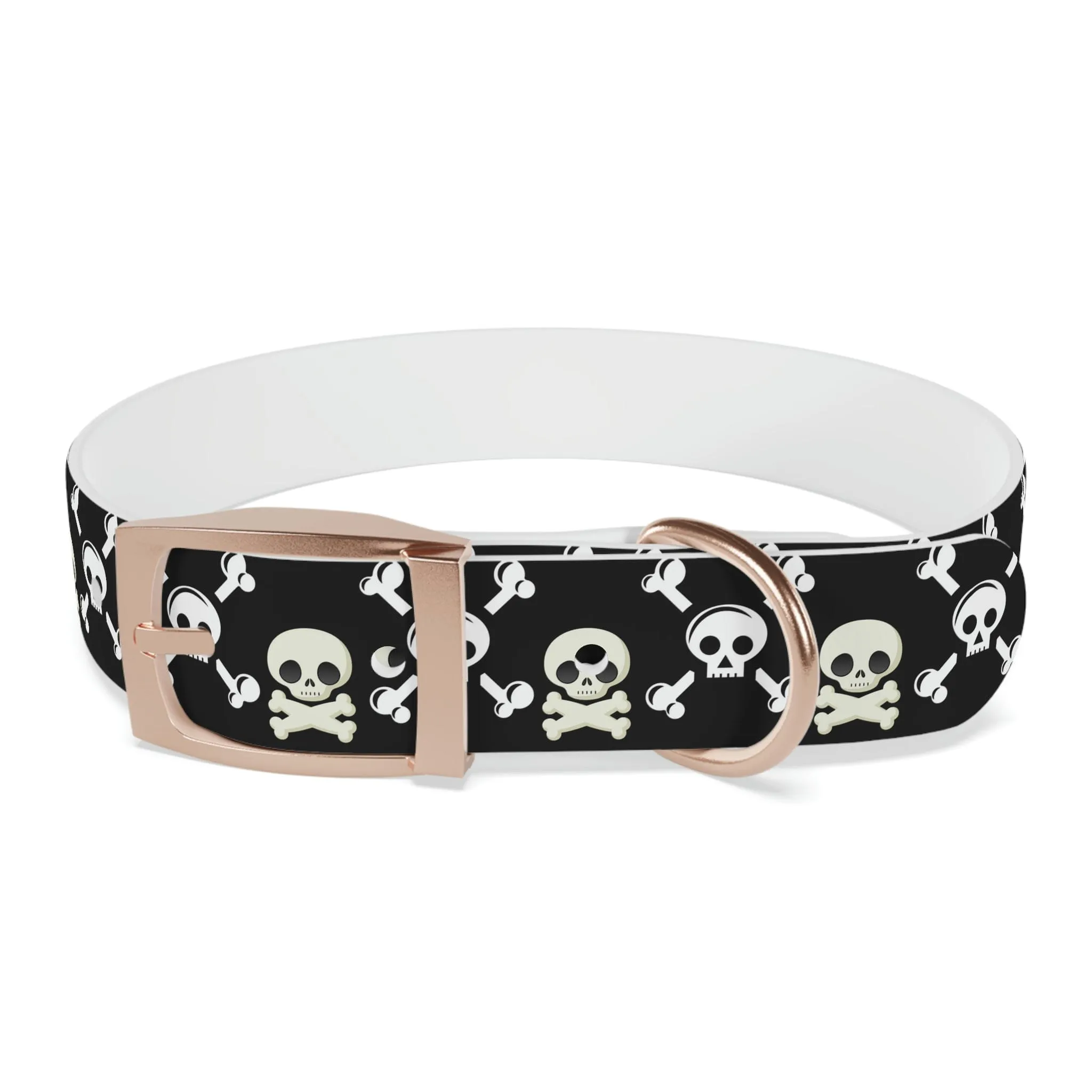 Black Skull & Crossbones Dog Collar 4 Buckle Colors