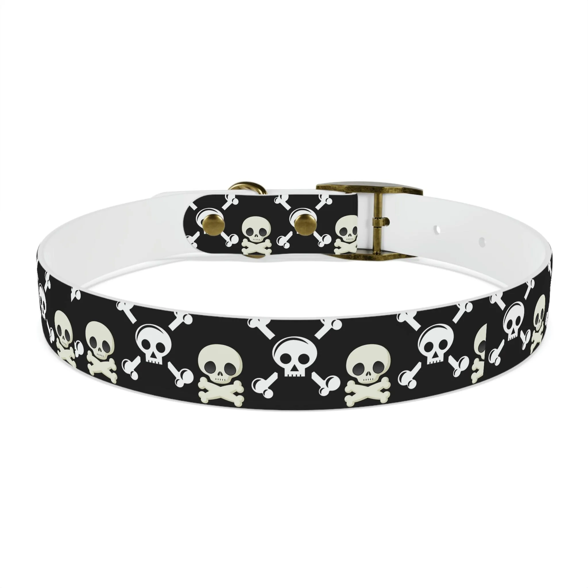 Black Skull & Crossbones Dog Collar 4 Buckle Colors