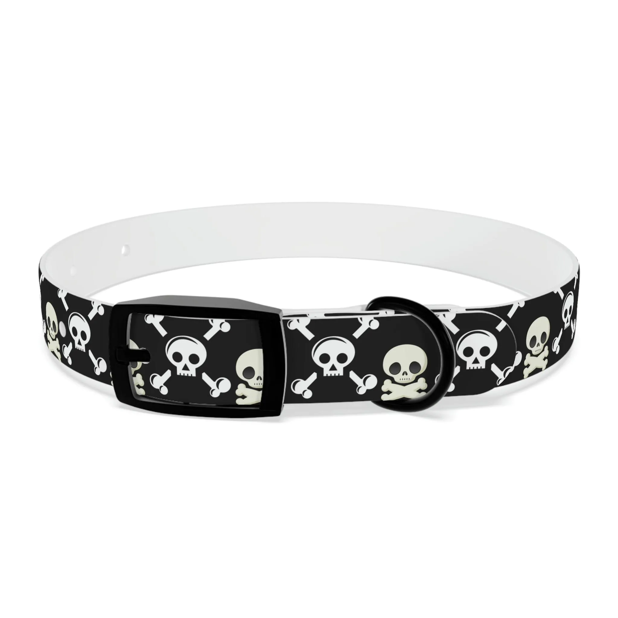 Black Skull & Crossbones Dog Collar 4 Buckle Colors
