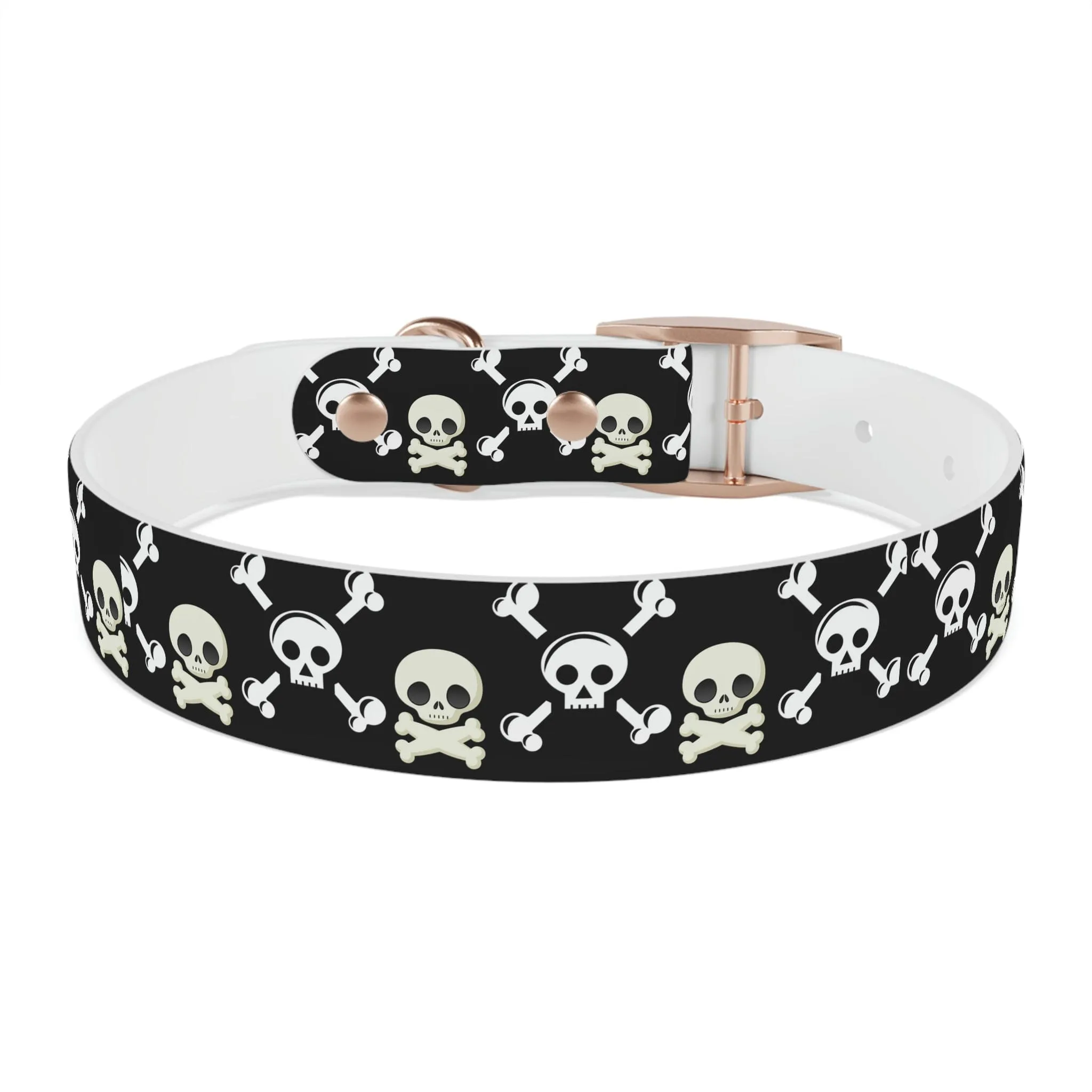 Black Skull & Crossbones Dog Collar 4 Buckle Colors
