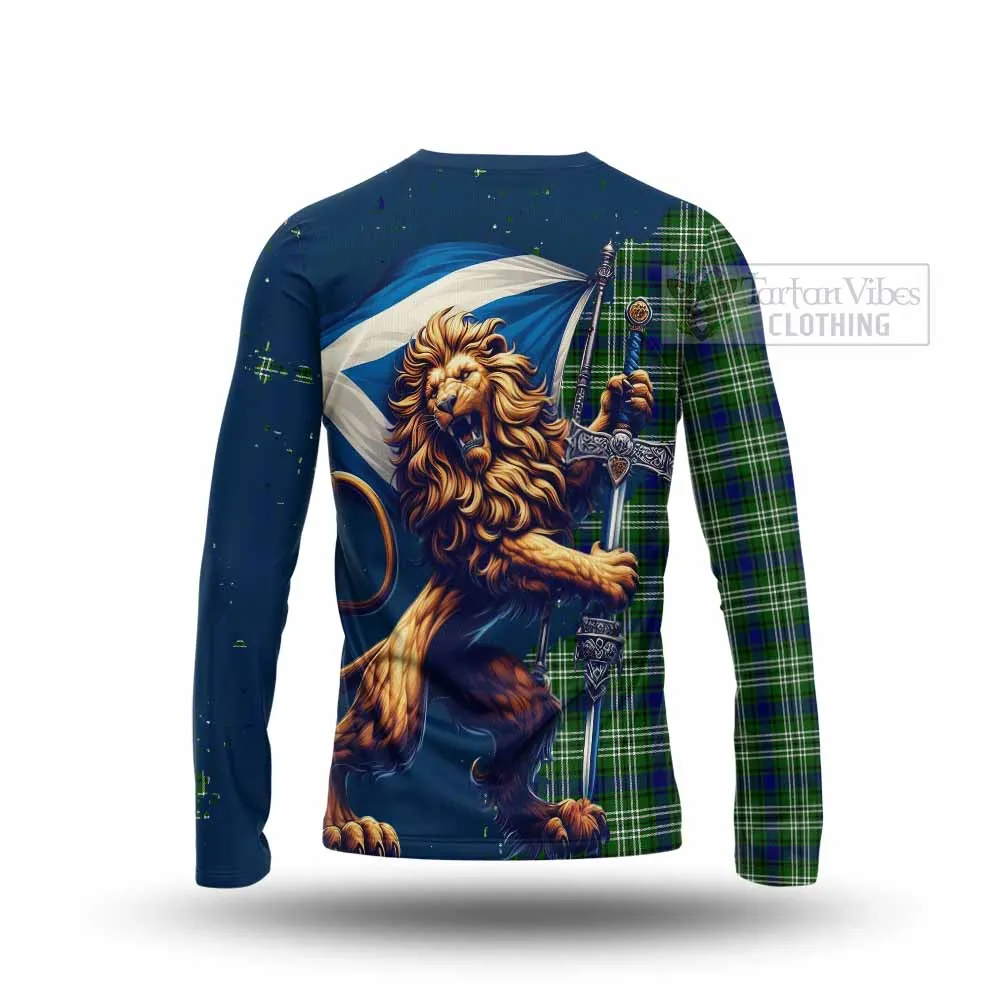 Blackadder Tartan Family Crest Long Sleeve T-Shirt with Scottish Majestic Lion