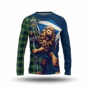 Blackadder Tartan Family Crest Long Sleeve T-Shirt with Scottish Majestic Lion