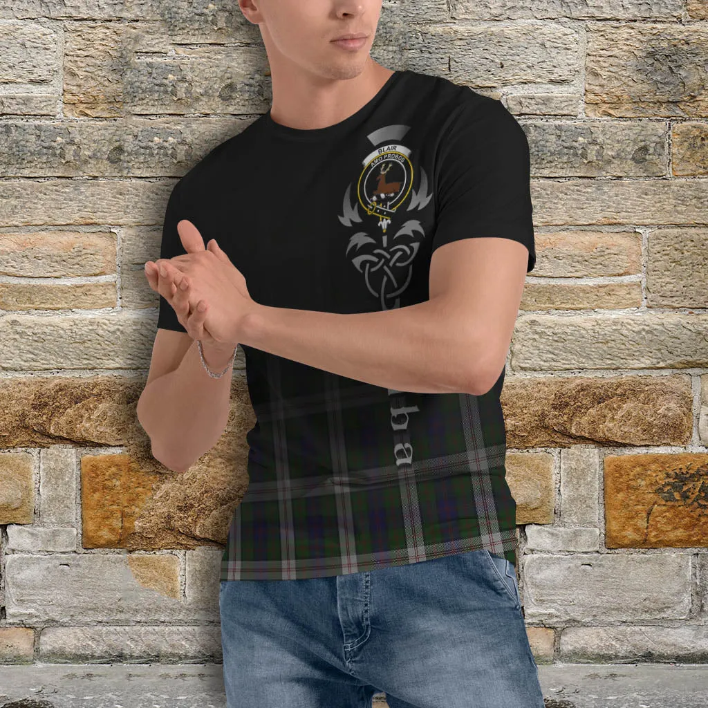 Blair Dress Tartan T-Shirt Featuring Alba Gu Brath Family Crest Celtic Inspired