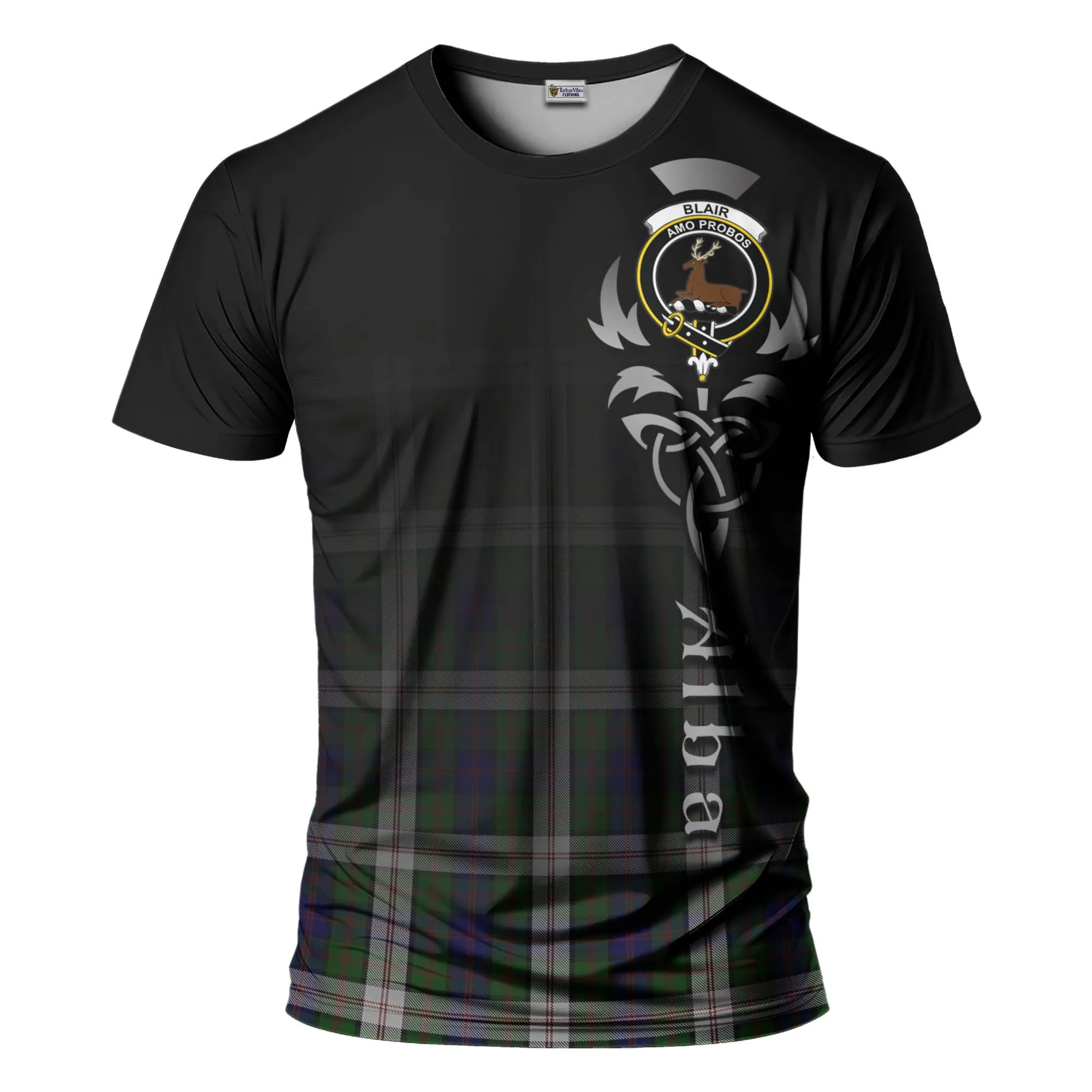 Blair Dress Tartan T-Shirt Featuring Alba Gu Brath Family Crest Celtic Inspired