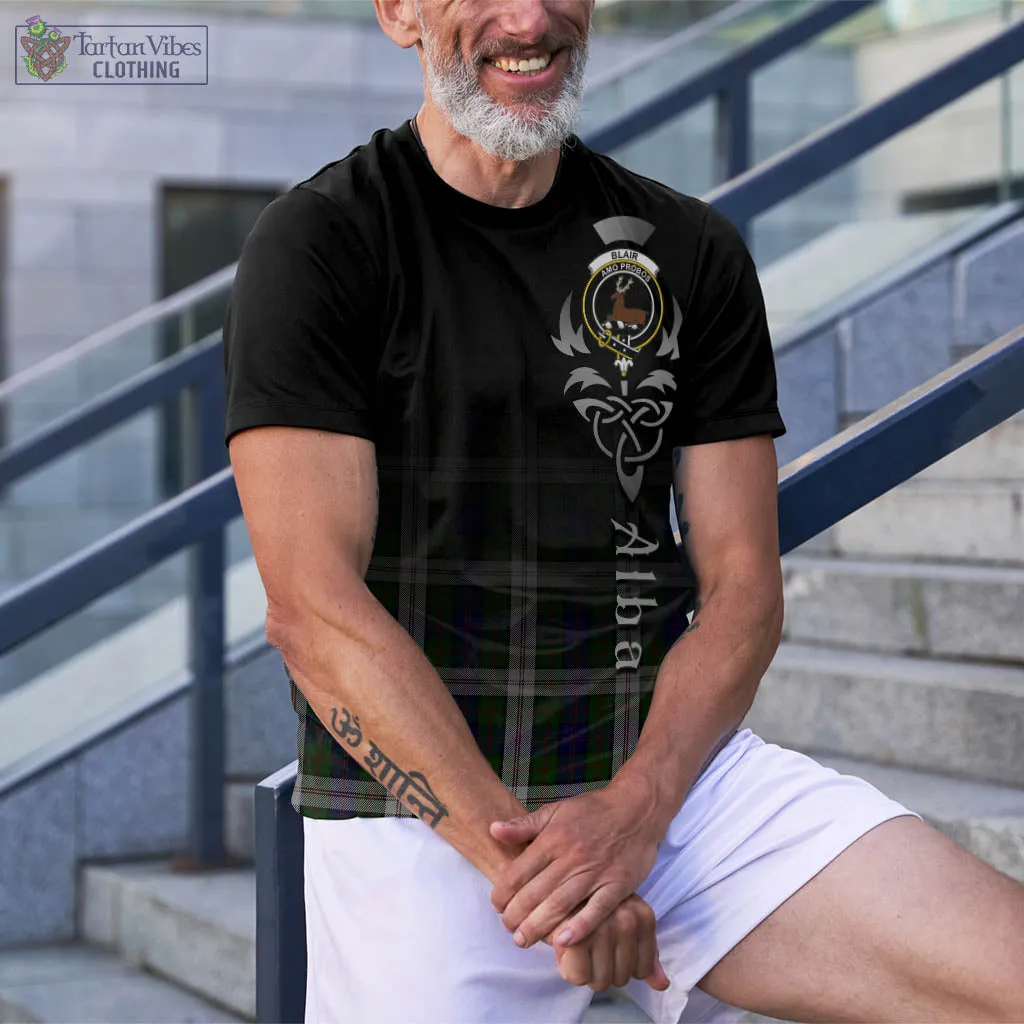 Blair Dress Tartan T-Shirt Featuring Alba Gu Brath Family Crest Celtic Inspired