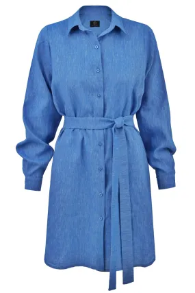 Blue Linen Shirt Dress