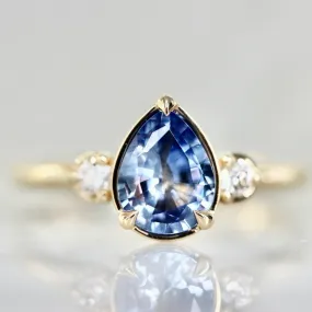 Blue Steel Pear Cut Sapphire Ring