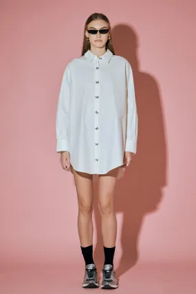 Bow Embellishment Shirt Mini Dress