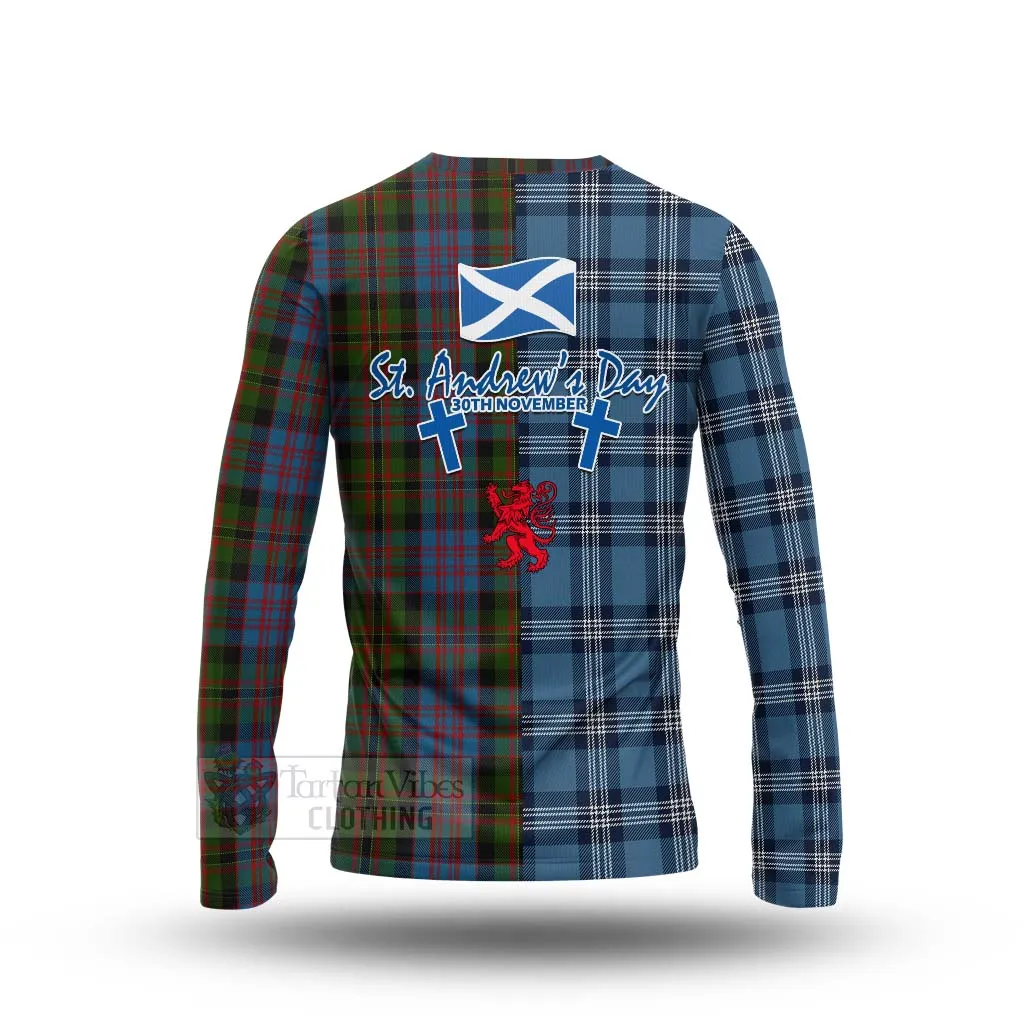 Bowie Tartan Long Sleeve T-Shirt Happy St. Andrew's Day Half Tartan Style