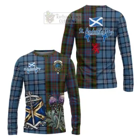 Bowie Tartan Long Sleeve T-Shirt Happy St. Andrew's Day Half Tartan Style