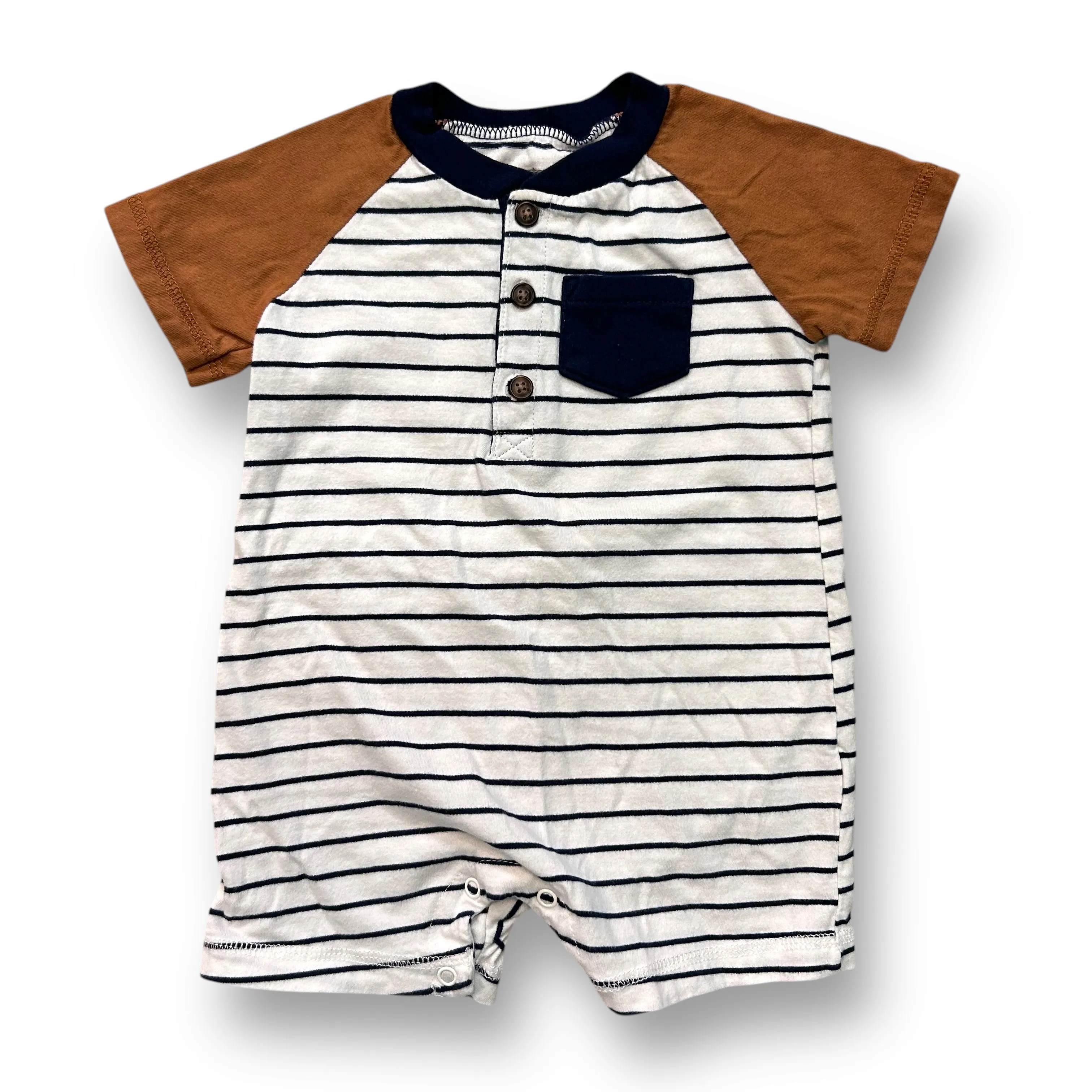 Boys Carter's Size 18 Months Striped Button Top Pocket Romper