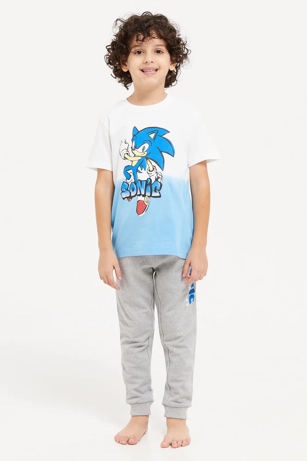 Boys Grey Sonic Printed Pyjama Set (2 Piece)