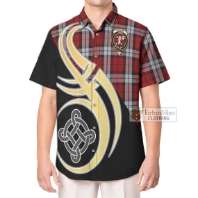 Brodie Dress Tartan Short Sleeve Button Shirt with Family Crest and Celtic Symbol Style