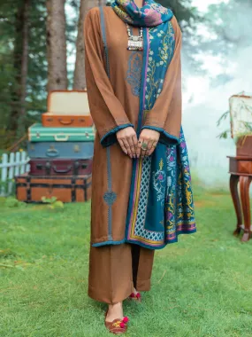 Brown Jacquard 3 Piece Stitched - AWP-3PS-536