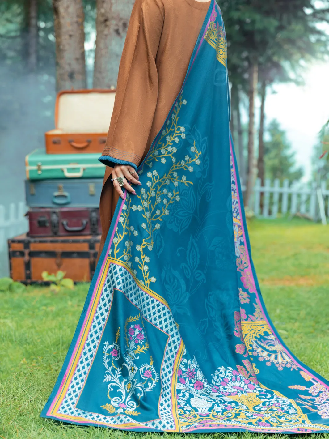 Brown Jacquard 3 Piece Stitched - AWP-3PS-536
